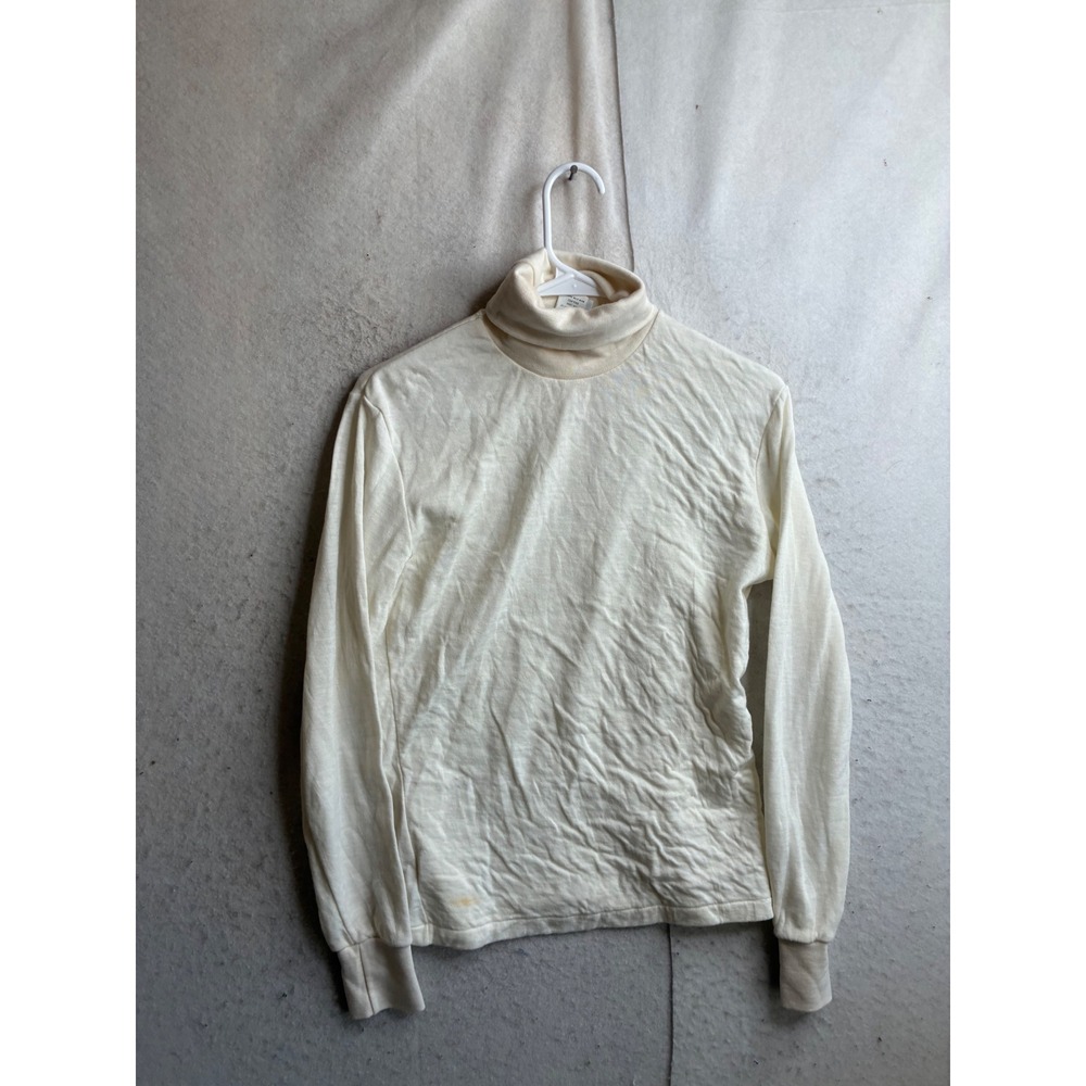 Vintage Duofold Prolon Thermograde Turtleneck Shirt Mens Medium Cream Wool Blend